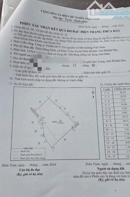 BÁN Đất Diên Toàn - Ngay Khu Tái Định Cư - giá 700k/1m2 - 1