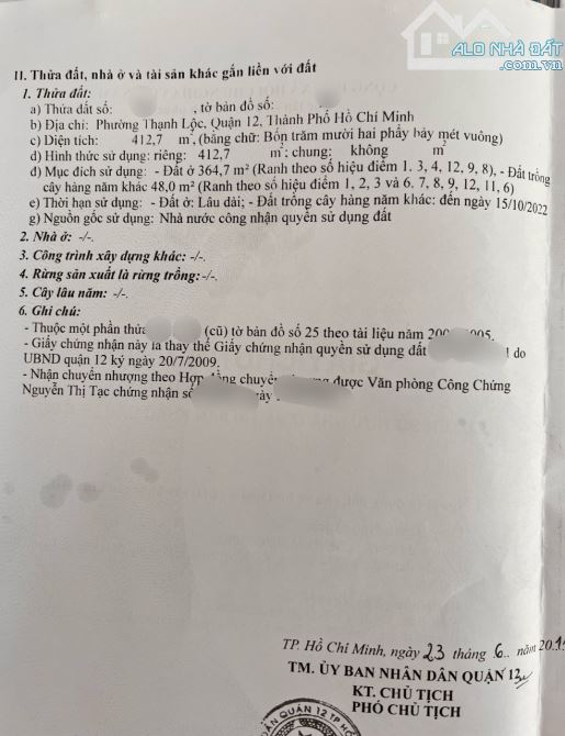 BÁN ĐẤT (9X46) TẶNG NHÀ XƯỞNG SẴN DÒNG TIỀN MT 9M THẠNH LỘC 15, Q12 NHĨNH 1X TỶ - 4