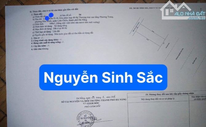 Bán đất đường Nguyễn Sinh Sắc, Hòa Minh, Liên Chiểu, Đà Nẵng