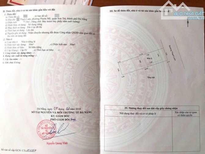 Mặt tiền Thạch Lam Phước Mỹ Sơn Trà.S= 78m2.Hướng giá: 6.1 tỷĐông Bắc. Giá: 6.x tỷ