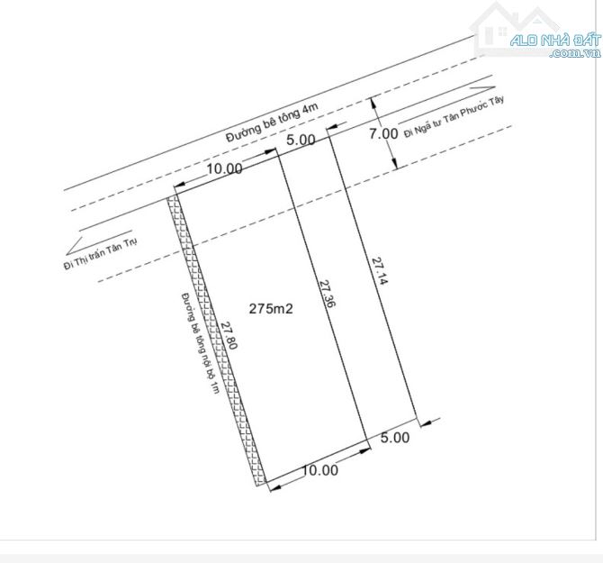 Cần bán lô thổ 10x27.5, giá 750tr TL, Tân Phước Tây, Tân Trụ, Long An. - 2