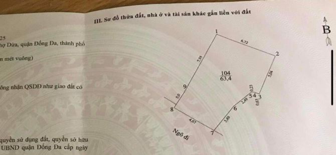 Bán đất  Hào Nam, 64m2, mt 4,7m, ngo ba gác, 6.5 tỷ - 2