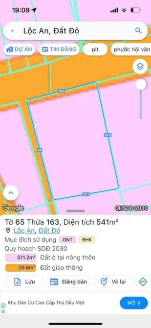 LÔ GÓC  ĐẤT BIỂN LỘC AN 541M THỔ CƯ 400M MẶT TIỀN 18M - GẦN HỒ TRÀM - ĐẤT ĐỎ - BRVT - 2