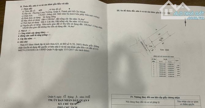 Bán lô đất ( 134m ) Hẻm 143 Võ Văn Hát, P. Long Trường, TP. Thủ Đức. Giá: 7.1 tỷ