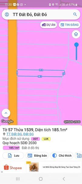 185m Đất gần trung tâm hành chính Đất Đỏ gần đường Số 3 Lê Duẩn Giá 950 triệu - 2