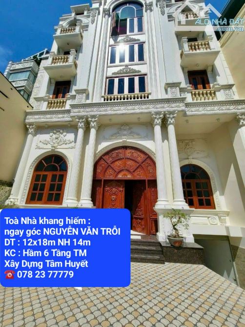 Khang Hiếm: Tòa Nhà ngang 12m ngay Nguyễn Văn Trỗi, DT: 12x18m NH 14m, Hầm 6 Tầng, 66.8 Tỷ