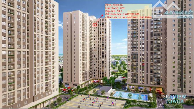 Sở hữu căn hộ thương mại Seaview Tower 2PN chỉ với 528 triệu(30%)