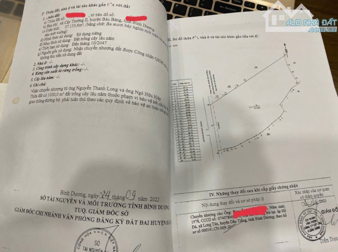 BÁN ĐÁT TẠI XÃ CÂY TRƯỜNG 2. BÀU BÀNG. BÌNH DƯƠNG. DT: 37135m2. Gía 90 tỷ - 5