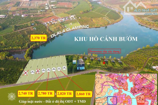 Đất hồ Cánh Bướm-Bảo Lộc, đất ở đô thị, đối diện Olala Glamping, homestay du lịch, Cao tốc