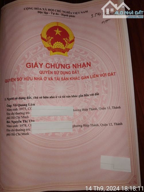 CHÍNH CHỦ BÁN NHÀ MẶT TIỀN, TRẦN THỊ HÈ, PHƯỜNG HIỆP THÀNH QUẬN 12