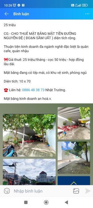 Mặt bằng mặt tiền Nguyễn Đệ diện tích khủng long - 1