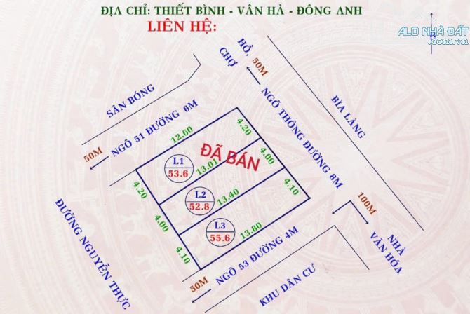 💲💸💲ĐẦU TƯ SINH LỜI VỚI LÔ GÓC TẠI THIẾT BÌNH - VÂN HÀ - ĐÔNG ANH      🎈DT 55.6m, MT 4.