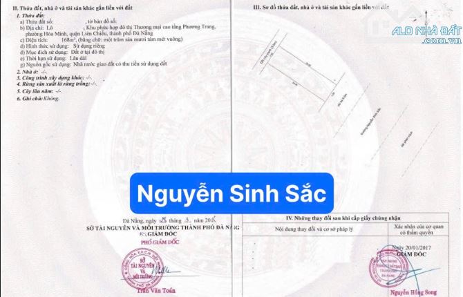 🔥 Bán đất mặt tiền Nguyễn Sinh Sắc  - diện tích 168m2 ngang 7m - Hướng đông nam