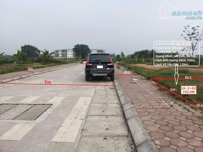 Bán đất đấu giá Tổ 3 thị trấn Quang Minh - Mê Linh 102m2 - mặt tiền 5m - 4x triêu/m2 - 2