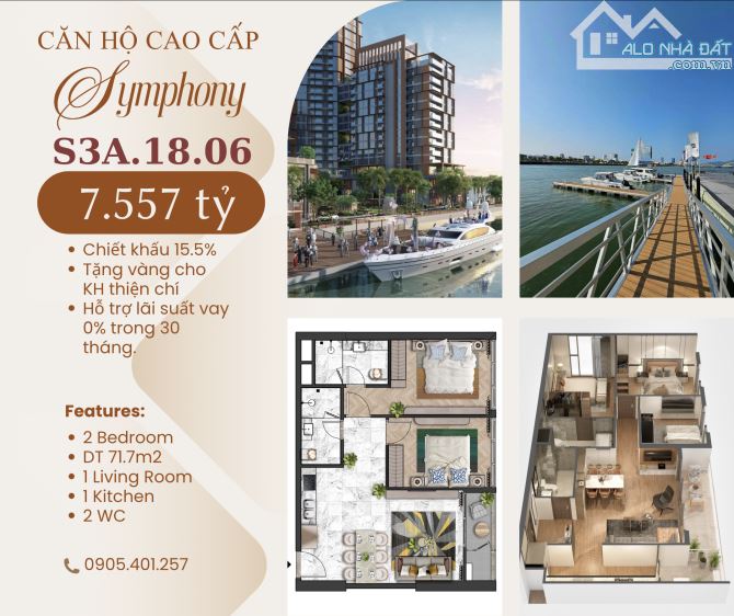 Bán căn S3A1806 toà S3 dự án Sun Symphony giá chỉ 6.4 tỷ tầng cao, view mặt pháo hoa DIFF