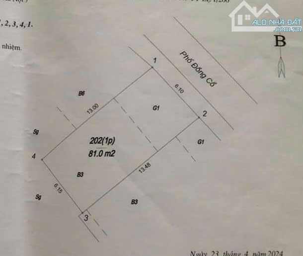 Bán đất Mặt phố Đồng Cổ 81m2 x MT 6,1m,vỉa hè,kinh doanh,phố hiếm giá 24 tỷ