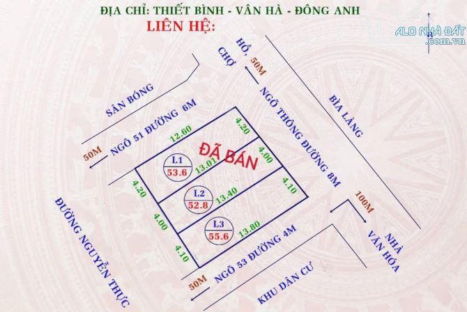 ĐẦU TƯ SINH LỜI VỚI LÔ GÓC TẠI THIẾT BÌNH - VÂN HÀ - ĐÔNG ANH.  ĐẤT 2 MẶT TIỀN, OTO TRAN - 1