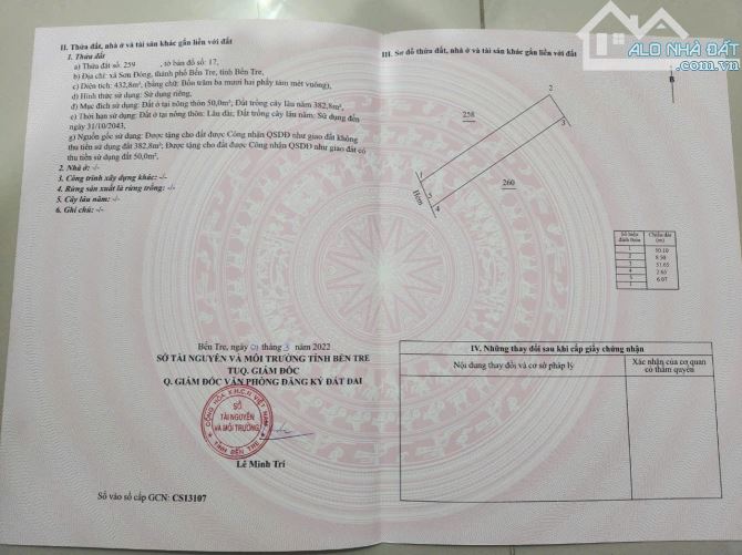 Bán đất Sơn Đông có thổ cư gần đường Cầu Rạch miễu 2 - Tp Bến Tre - 5
