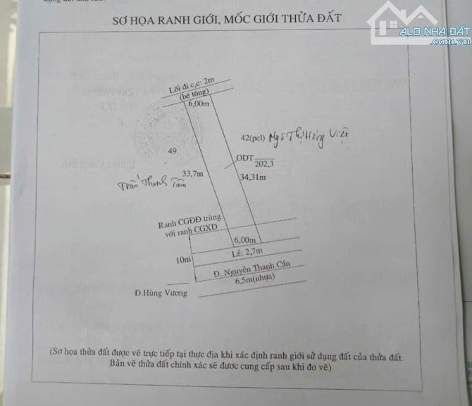 6×34 đất Mt đường Nguyễn Thanh Cần, P6 TP Tân An - 1