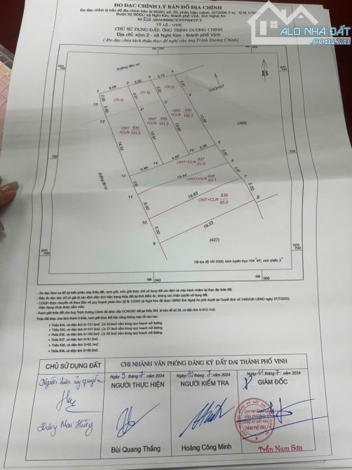 Bán lô góc lối 2 đường Xuân Liễu, Nghi Kim. TP Vinh 131,5m2 đường 4m Tây TM