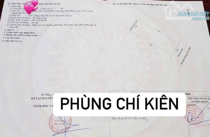 BÁN ĐẤT MT ĐƯỜNG PHÙNG CHÍ KIÊN-HOÀ MINH-LIÊN CHIỂU