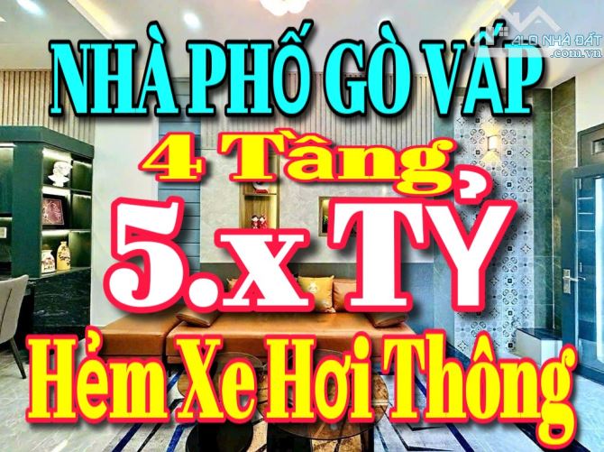 NHÀ PHỐ GÒ VẤP - 4 TẦNG 🚘 HẺM XE HƠI THÔNG - 5.x TỶ - Tặng Nội Thất.