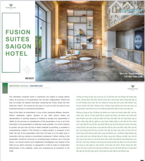 TÀI SẢN CHUYỂN NHƯỢNG: - Bán KHÁCH SẠN 4 SAO Fusion Suites Sài Gòn - Quận 1.  Giá 820 tỷ - 9