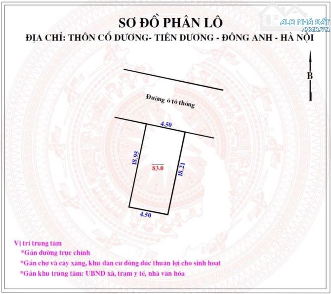 TRỤC KINH DOANH 83M2 CỔ DƯƠNG - TIÊN DƯƠNG - ĐÔNG ANH , ĐƯỜNG 4.5M - 2