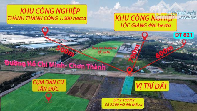 2.200 m2 đất thổ cư mặt tiền đường nhựa Hồ Chí Minh liền kề 2 KCN Đức Hòa, Long An...