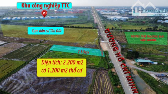 2.200 m2 đất thổ cư mặt tiền đường nhựa Hồ Chí Minh liền kề 2 KCN Đức Hòa, Long An... - 1