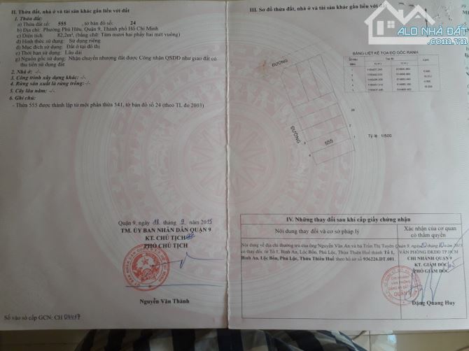 Bán đất hẻm xe hơi đường Gò Cát phường Phú Hữu Tp Thủ Đức giá 4,5 tỷ - 1