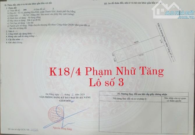 Chủ cần tiền bán nhanh lô đất K18 Phạm Nhữ Tăng, Đà Nẵng - 1