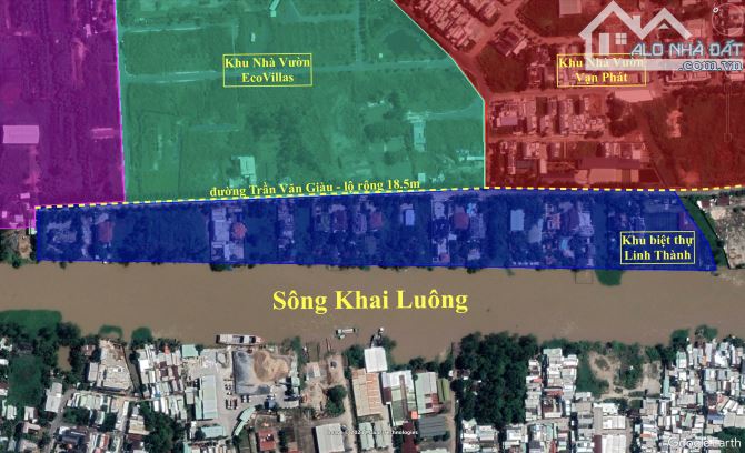 Hiếm ! Nền biệt thự Trần Văn Giàu và Sông Khai Luông Cồn Khương Linh Thành 1170m2 - 2