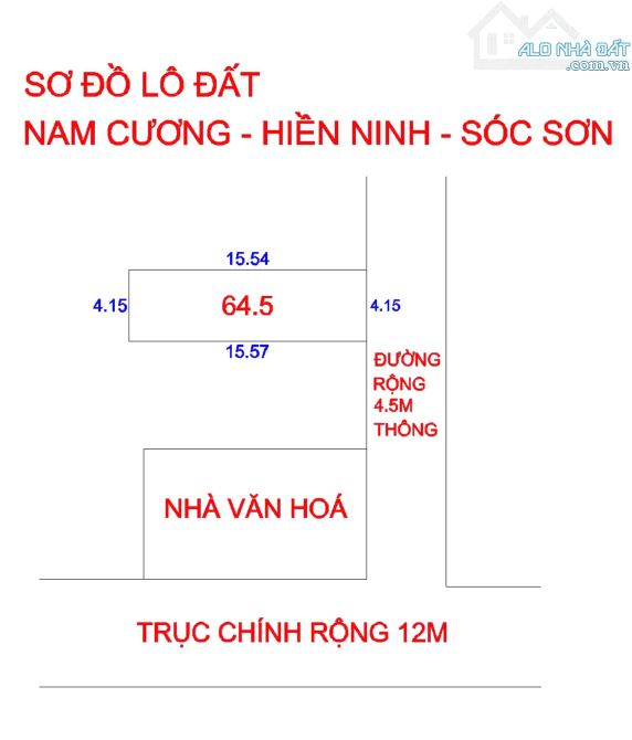 💥💥 Nhỉnh 1 tỷ lô đất ngay sát NHÀ VĂN HÓA Nam Cương, Hiền Ninh, Sóc Sơn  ✅ S 64,5m² mặt - 5