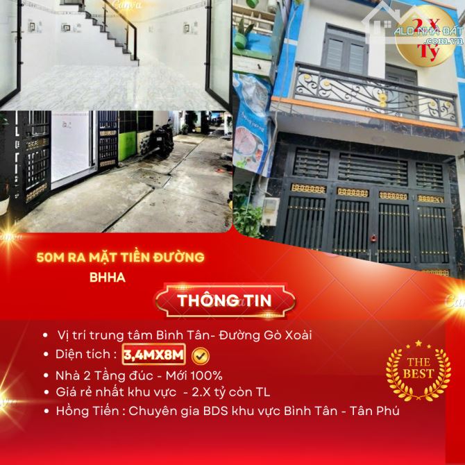 Bán nhà Gò Xoài - DT 28m2- Hẻm thông - Khu an ninh - Giá 2 tỷ nhỉnh TL