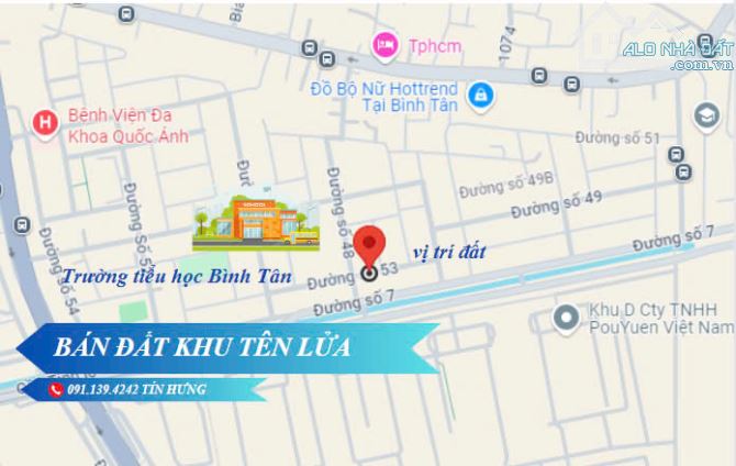 Bán đất khu Tên Lửa, MT đường Số 53, DT 8 x 16m, giá 11.5 tỷ. (Tín Hưng)