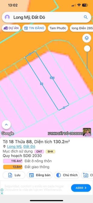 LONG MỸ KHU NHÀ Ở PHAN GIA ĐẤT ĐỎ BRVT  ☘️☘️☘️DT 130 (5x26 ) thổ cư 100 m   Cánh tl 44A ch - 3