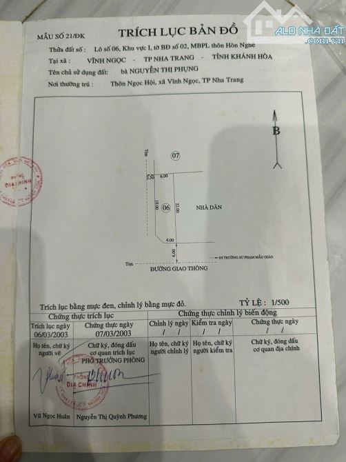 Bán đất Lô góc mặt tiền đường Mai Thị Dõng, xã Vĩnh Ngọc, Nha Trang 132,58m2  ( ngang 6m ) - 4