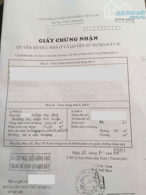 BÁN NHÀ MẶT TIỀN HUỲNH VĂN BÁNH 6,5X15 NGAY TRẦN HUY LIỆU-SÁT NGUYỄN VĂN TRỖI CHỈ 33TỶ - 1