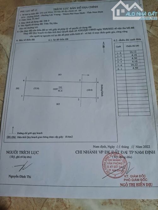 Bán mảnh đất ông cha để lại mặt đường Kênh - phường Lộc Vượng