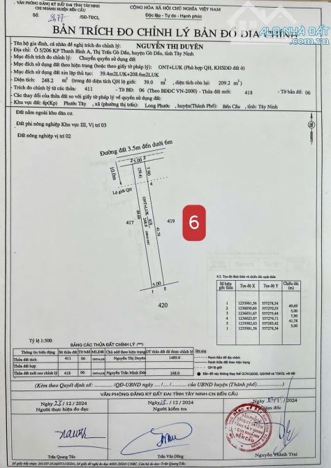 ✨ 5x49.7m (Full ONT) đường hiện hữu 6M thông ra 2 đầu Nhựa (QHLG: 20M) - GIÁ SIÊU RẺ 209TR - 18