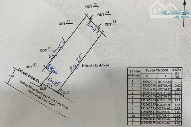 Đất mặt tiền đường Đông Phước - Phước Long - Diện tích : 260m2 ( ngang 6.8m - nở hậu ) - - 3