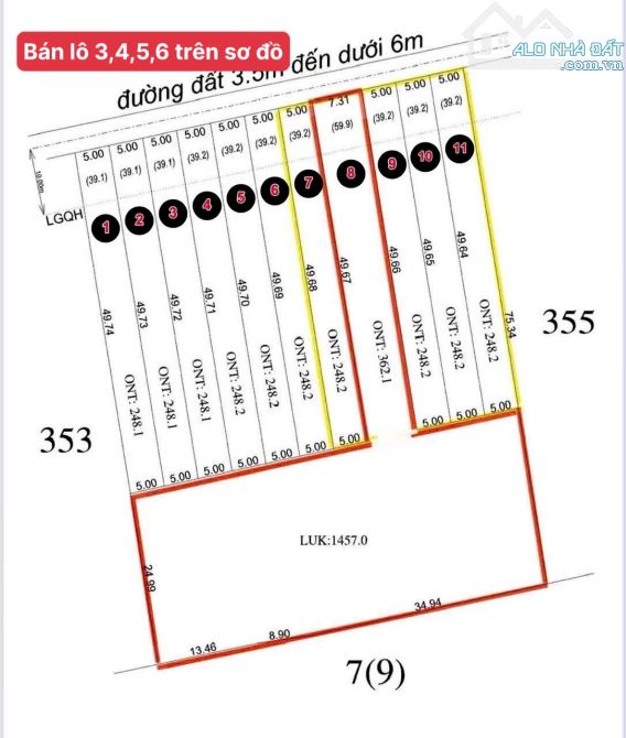 ✨ 5x49.7m (Full ONT) đường hiện hữu 6M thông ra 2 đầu Nhựa (QHLG: 20M) - GIÁ SIÊU RẺ 209TR - 6