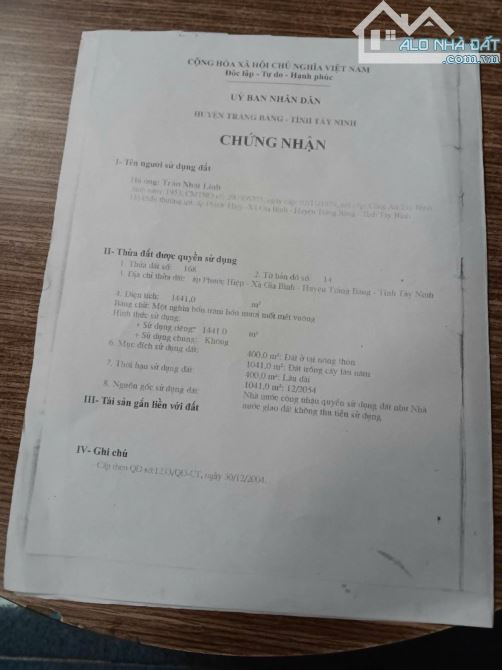 Bán gấp căn nhà vườn 1440mv tại thị xã trảng bàng tp tây ninh