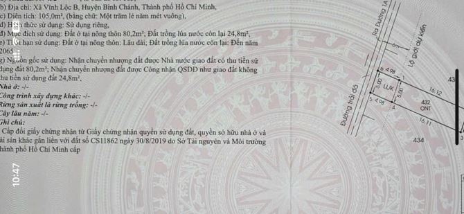 bán gấp đất sổ hồng ngay đường 1A vĩnh lộc B 105m2 bình chánh