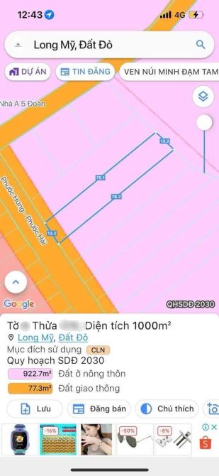 BÁN LÔ ĐẤT TRỤC CHÍNH PHƯỚC HƯNG PHƯỚC HẢI TT ĐẤT ĐỎ LONG ĐẤT BRVT DT 1000m2 có 100m2 tc - 5