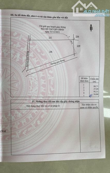 3547M2 ĐẤT 3 MẶT TIỀN SÁT VÀNH ĐAI 3 GIÁ 830TR/SÀO