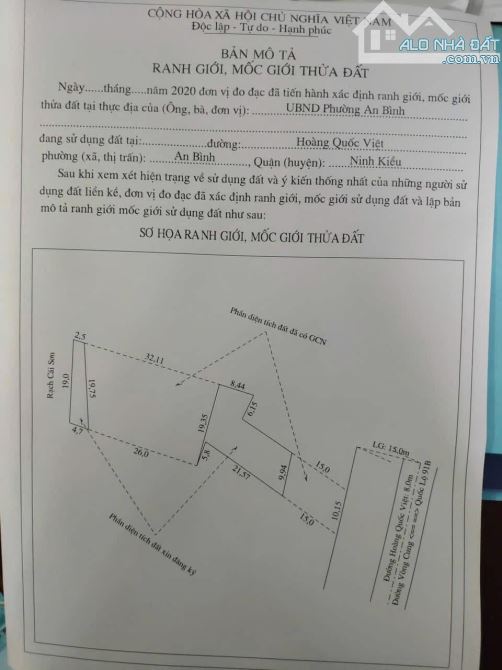 bán đất mặt tiền đường hoàng quốc việt, đối diện tái định cư ninh kiều,trên 1000m2 - 1