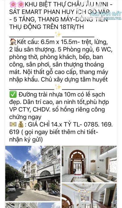 SIÊU PHẨM MỚI MẶT TIỀN-DÒNG TIỀN THỤ ĐỘNG 50TR/rTH - THANG MÁY -NGUYỄN VĂN KHỐI-GÒ VẤP. HC - 7