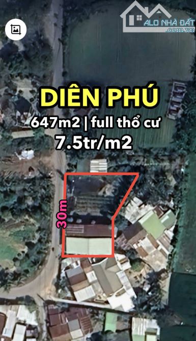 Cần bán 647m đất bám đường 30m xã Diên Phú Diên Khánh